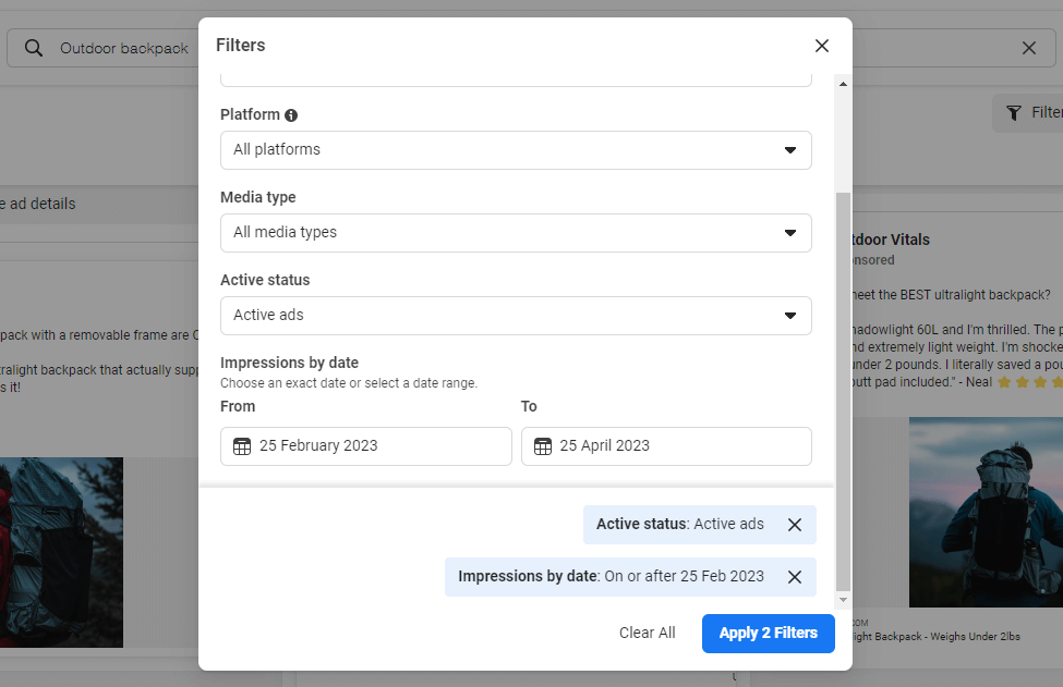 Impressions By Date - Facebook Ad Library