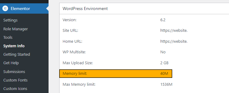 Memory Limit - Elementor 500 Server Error